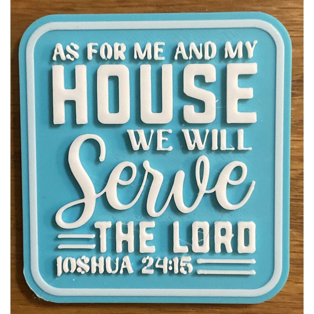 Fridge Magnet, 3" x 2.77" As For Me and My House - White / Turquoise M3023-0112